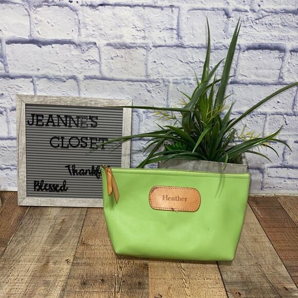 Jon Hart Grande Travel Cosmetic Bag “heather” good preowned lime green - Picture 10 of 12